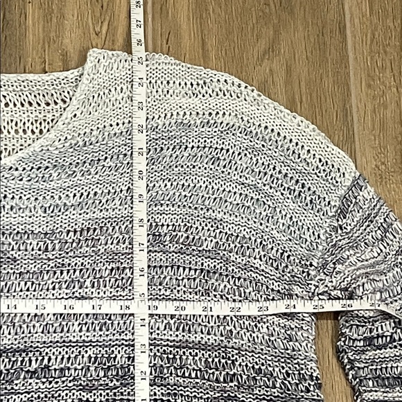 MarlaWynne Sweater Oversized Loose Knit Crochet V-Neck Coastal Ombre Variegated - Picture 8 of 13